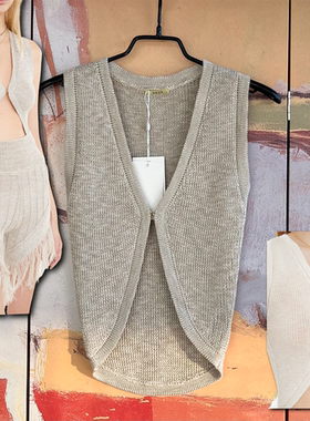 外贸原单RUV*E NEFI 针织背心卡扣上衣外套外披外搭内搭top灰色