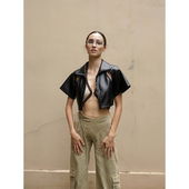 外贸原单RUV 拉高视线变长腿精 超显瘦 ZASH金属钩眼pu皮衣衬衫