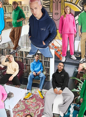 外贸原单 TJ Bold多色男女同款摇粒绒防寒签名宽松版型羊毛连帽衫