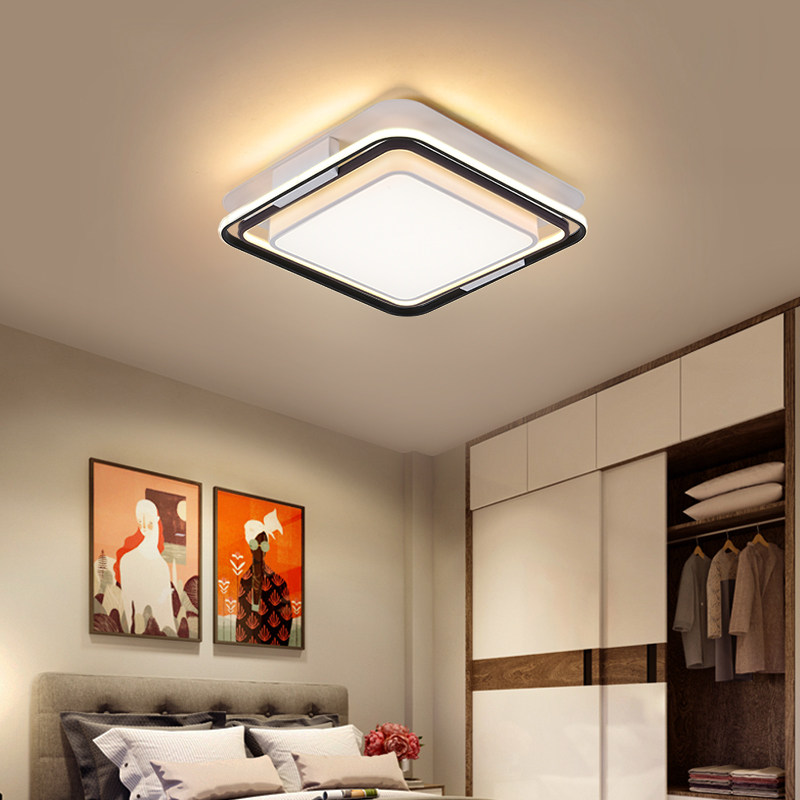 卧室灯吸顶灯大气北欧简约灿丽个性创意温馨浪漫房间方形led灯具