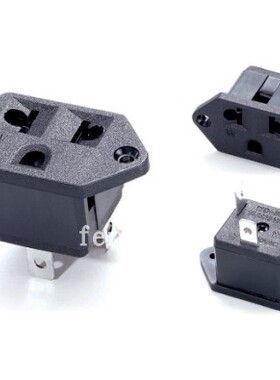 AC电源插座WD-601-1美标座万能插座欧式插座卡式带螺丝孔黑色全铜