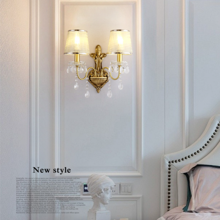 法式全铜壁灯卧室LED灯水晶玻璃灯罩复古高级感墙灯,家装灯饰光源,壁灯,淘宝优惠券,粉丝福利购,淘宝优惠卷