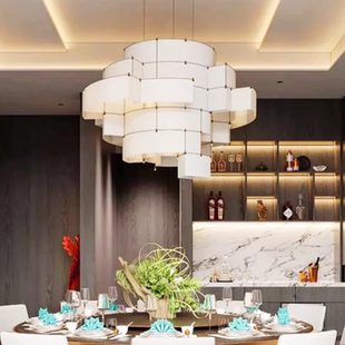 新中式餐厅客厅中古风包厢饭店吊灯现代简约布艺会所雅间包房灯具