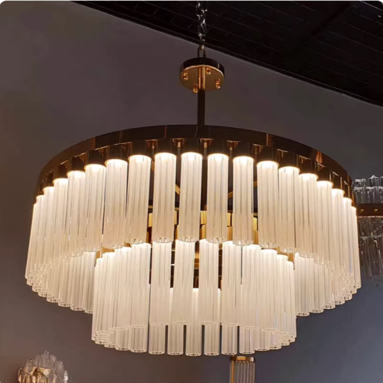 轻奢水晶吊灯客厅现代简约大气不锈钢玻璃灯罩餐厅卧室主灯