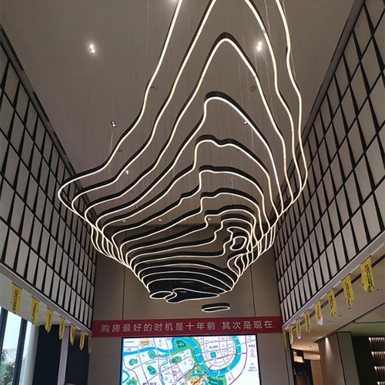 轻奢酒店工程吊灯现代简约客厅灯大气别墅复式楼展厅大堂前台大厅