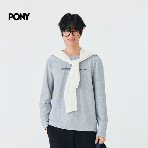 PONY1972男士长袖T恤秋季新款户外运动印花卫衣亲肤上衣253M2BT05