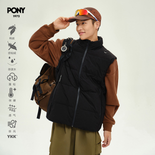 PONY波尼1972新品 户外保暖轻盈耐磨鸭绒羽绒背心243U2EG50