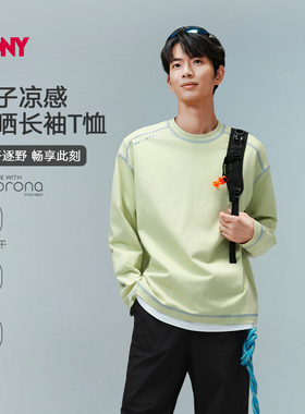 PONY男士经典圆领长T索罗娜速干凉感面料长袖运动T恤261M2BT03