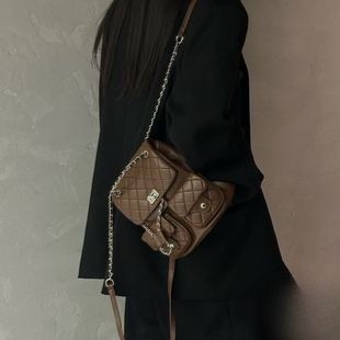 包包2025新款时尚甜美韩系小香复古菱格链条双肩包女迷你小背包