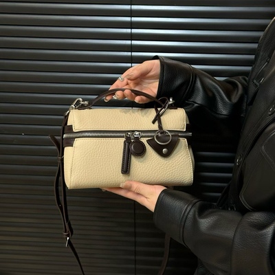 女包2026新款复古软荔枝纹迷你韩范拼色气质盒子包单肩斜挎小方包