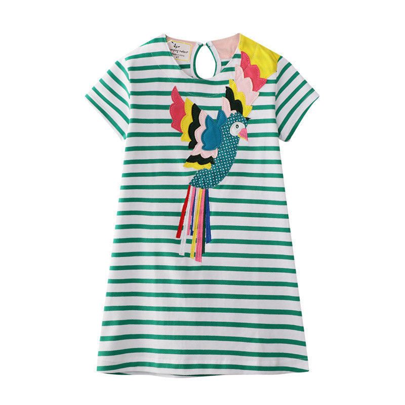 Europe and America style pure cotton stripe Embroidery Children's clothing summer new pattern Children Skirt Patch Embroidery Girls dressin the Children/Baby/Family fitted , Skirt(New) , Dress  category - from Buy2taobao.com to provide professional Taobao agent buy service