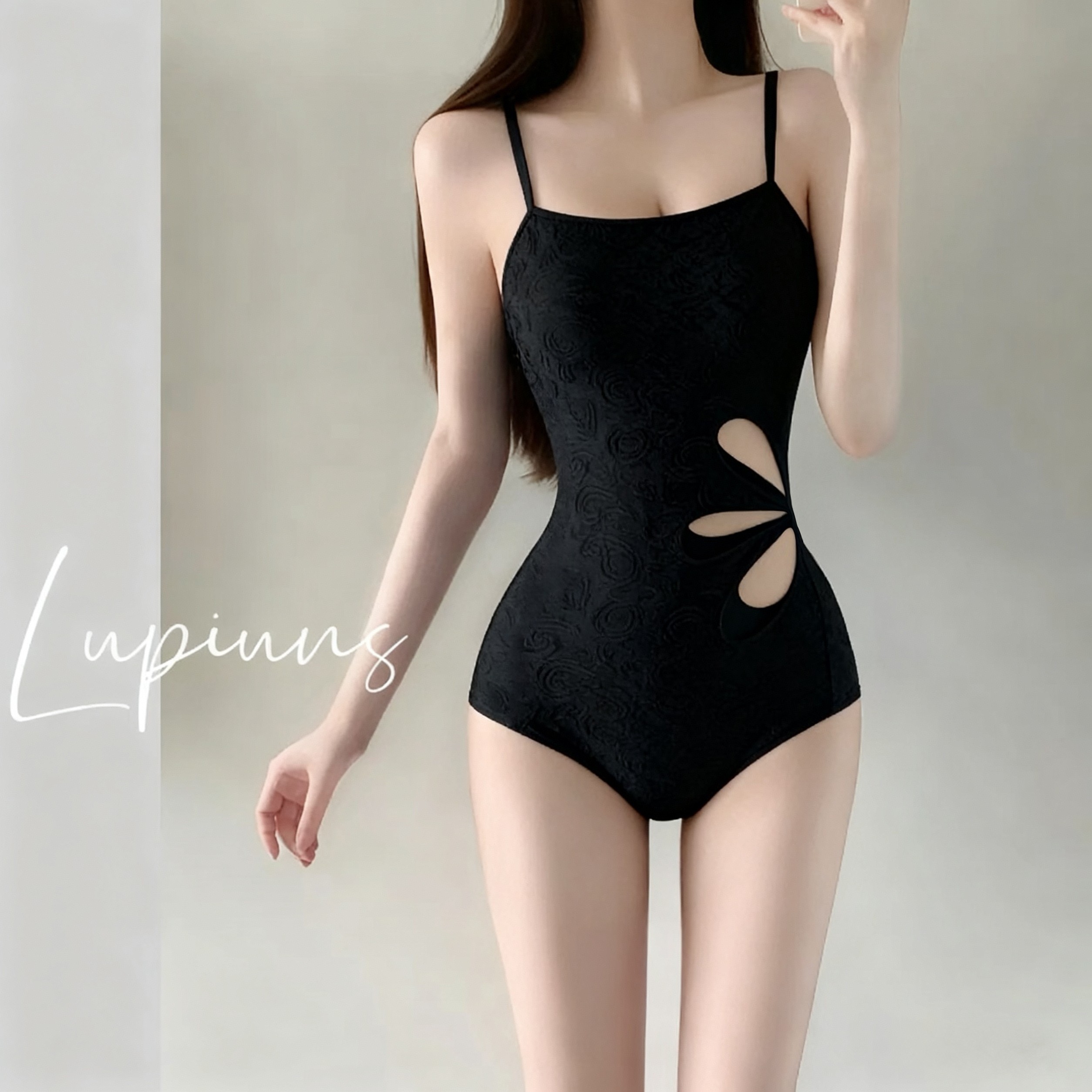 泳衣女新款夏季性感风格黑色镂空连体三角修身显瘦高级感游泳衣女