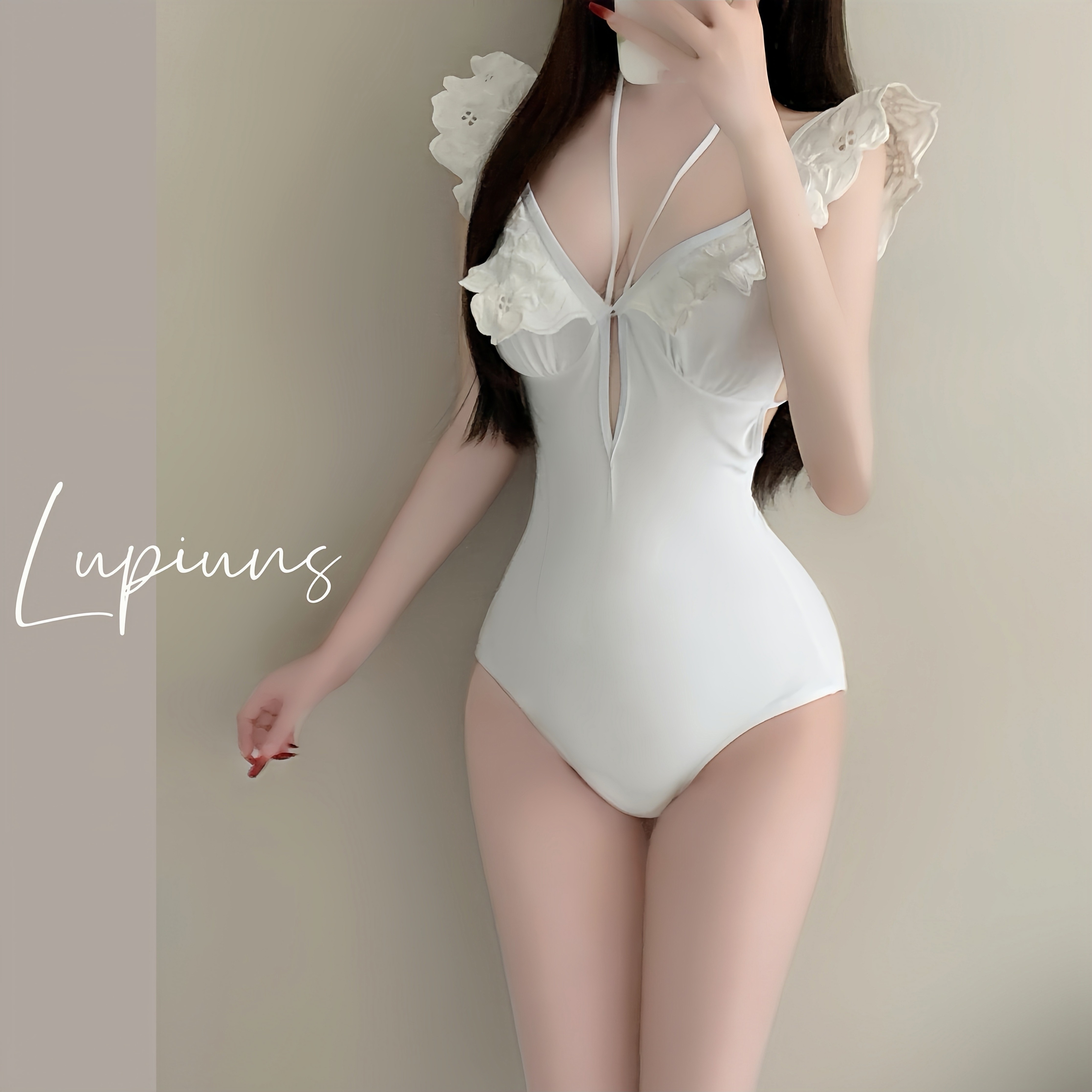 2025新款爆款重工白色刺绣性感小胸聚拢显瘦温泉度假连体泳衣女