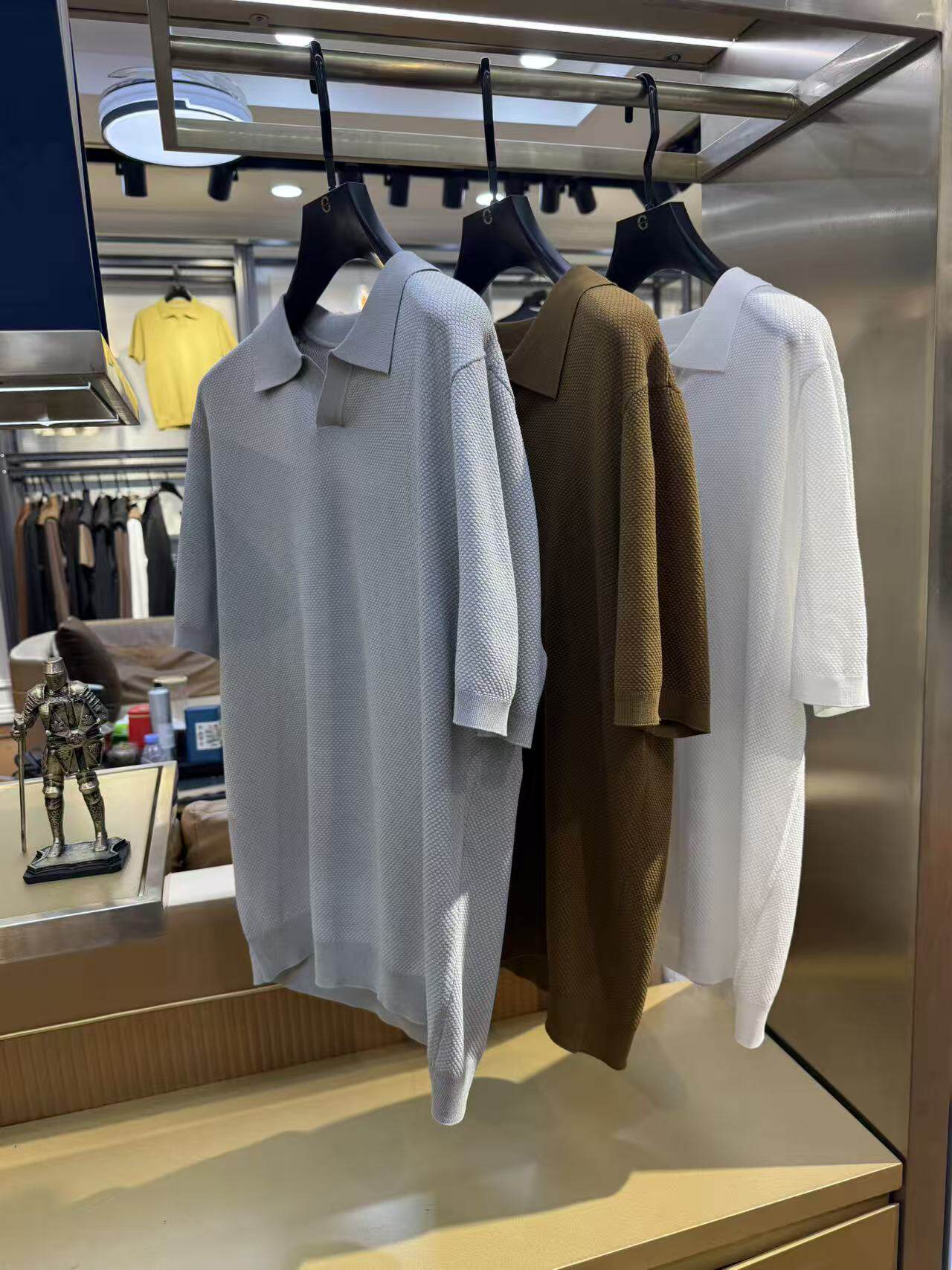 秀而高端2026早春新款男士商务翻领百搭休闲修身短袖T恤710