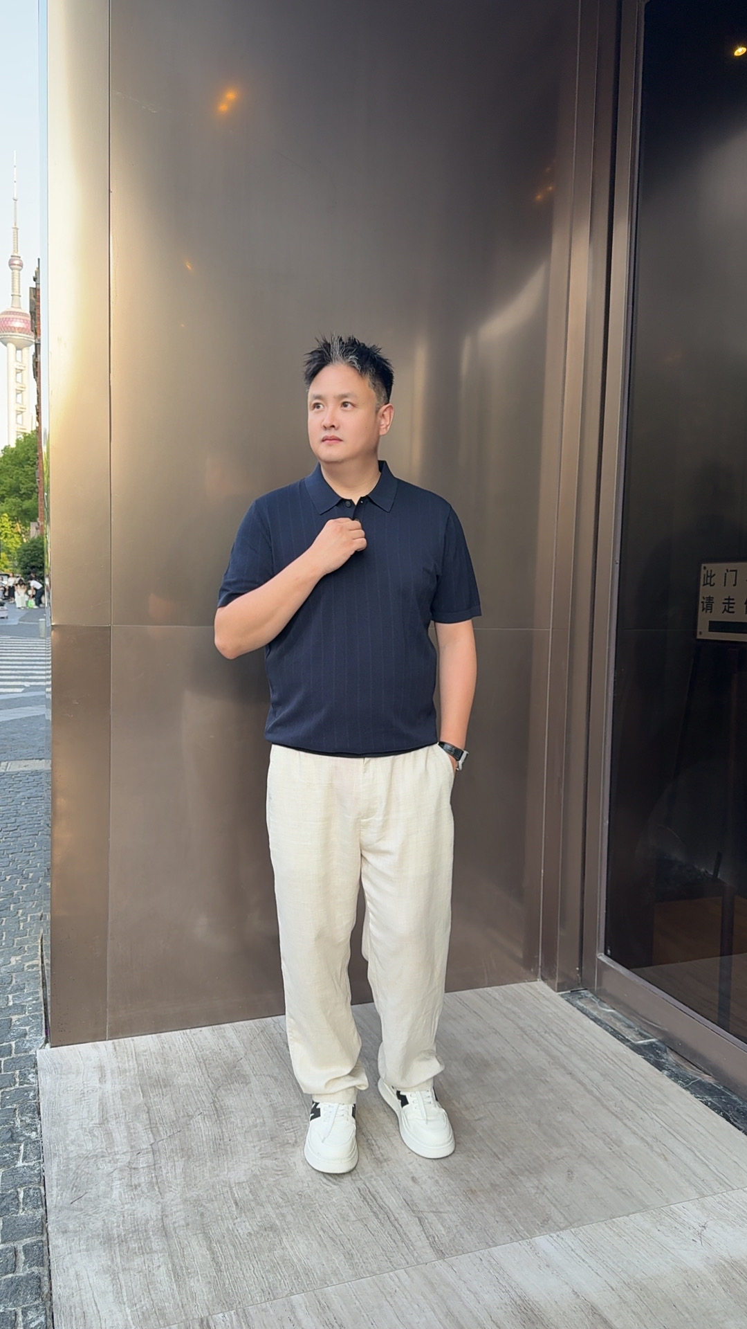 秀而高端男装2026夏季新款老钱风纯色百搭翻领短袖T恤上衣35010