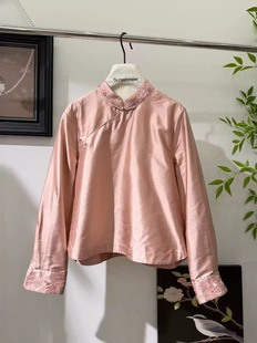 赫美高端2026早春新款立领时尚新中式盘扣刺绣宽松百搭双宫丝衬衫