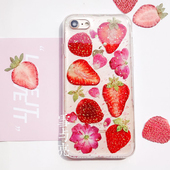 雪与亮原创小众可爱真草莓手机干花手机壳适用于苹果16pro三星s24