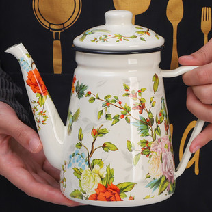 欧丽家珐琅搪瓷壶搪瓷油壶欧式复古铁瓷壶煮咖啡器皿厨房储物器