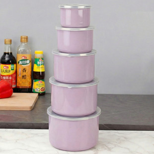 欧丽家搪瓷碗保鲜10-18cm搪瓷大容量冷藏密封保鲜碗料理色拉冰碗