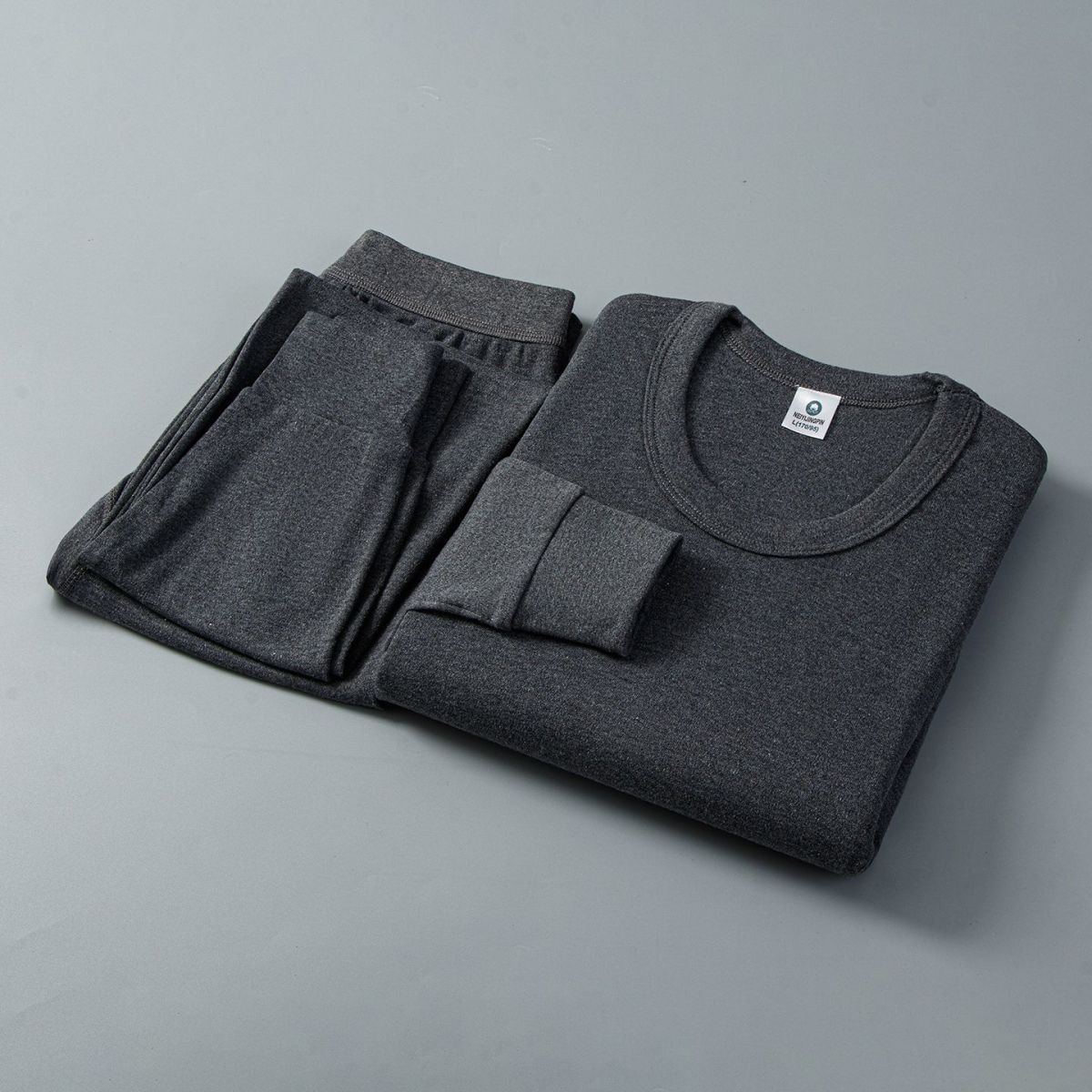 男士保暖内衣套装加绒加厚秋衣秋裤圆领中领纯棉睡衣套装