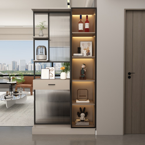 实木玄关柜玻璃屏风隔断