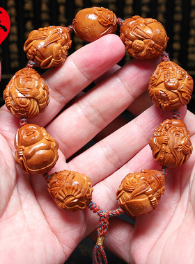 橄榄核手串24大籽神仙会苏工核雕文玩手把件手工雕刻手链男女款