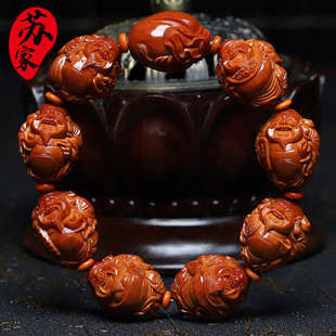 橄榄核手串20大籽八大财神精品核雕文玩手把件手工雕刻手链男女款