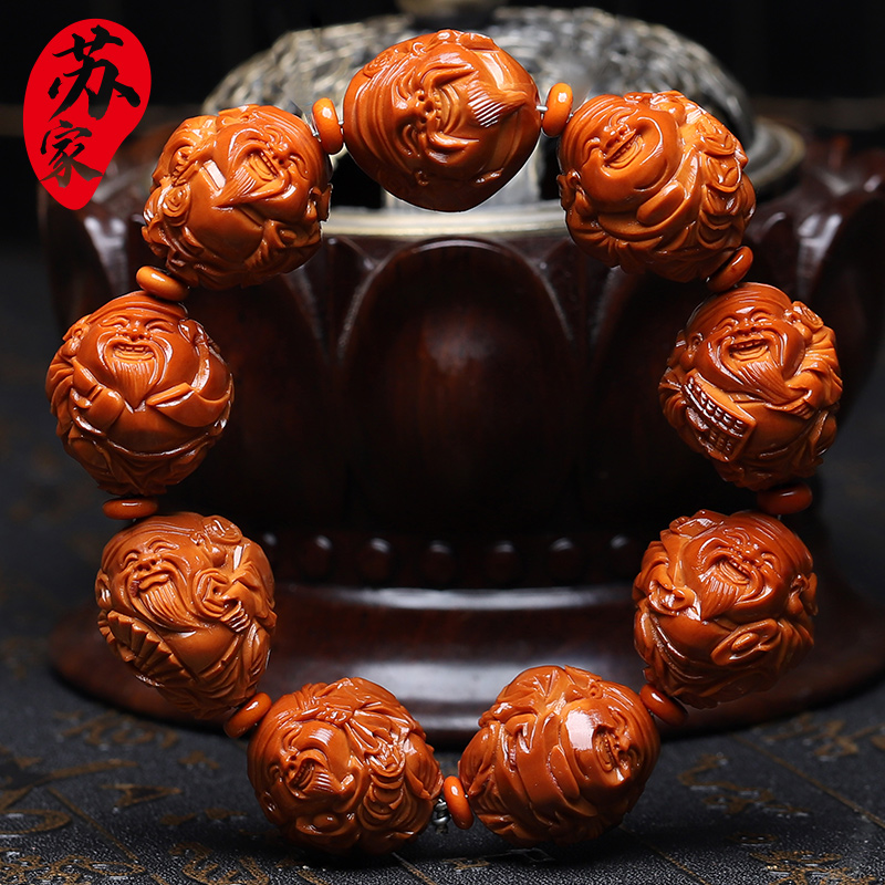 橄榄核手串2.0大籽可爱财神精品核雕文玩手把件手工雕刻手链男女