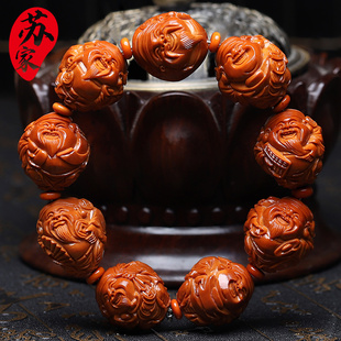 橄榄核手串2.0大籽可爱财神精品核雕文玩手把件手工雕刻手链男女