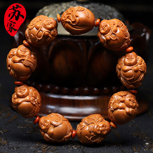 橄榄核手串20大籽八大弥勒精品核雕文玩手把件手工雕刻手链男女款