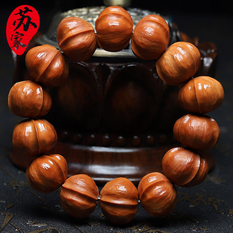 橄榄核手串纯手工鲨鱼背精品核雕文玩手把件手工雕刻手链男女款