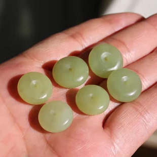 【小胡子玉器】和田玉 山料 若羌 黄玉 14mm平安扣 隔珠