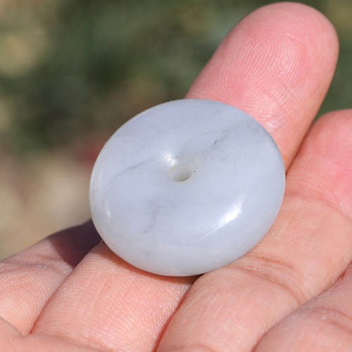 【小胡子玉器】和田玉 籽料 青花 25mm平安扣 有裂特价