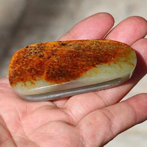 和田玉米料枣红皮珠宝半成品