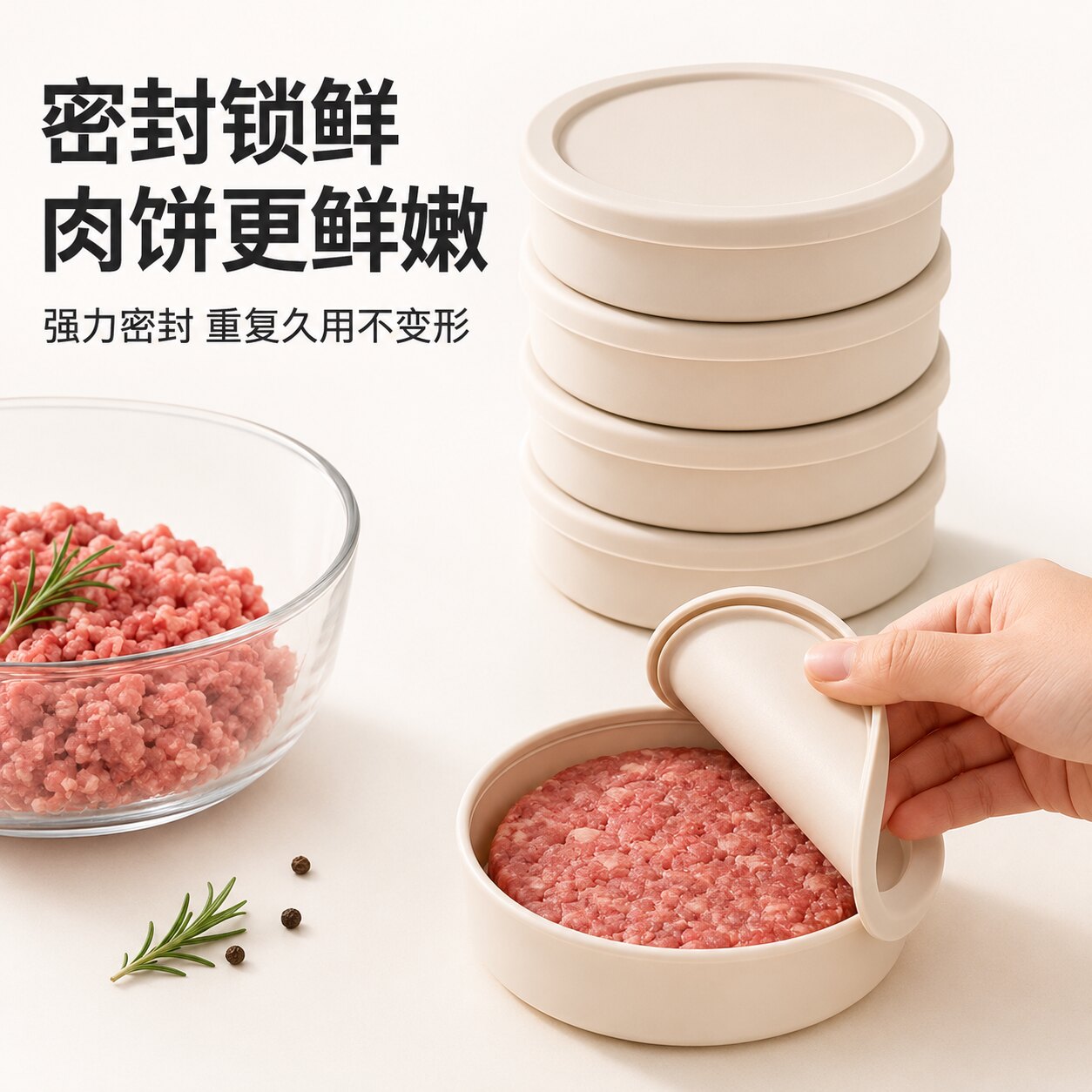 家用食品级硅胶保鲜盒牛肉饼模具