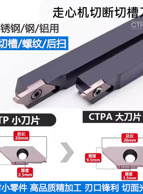 走心机数控刀片切槽切断割槽刀杆刀粒CTPAR15FRN平口斜口螺纹后扫