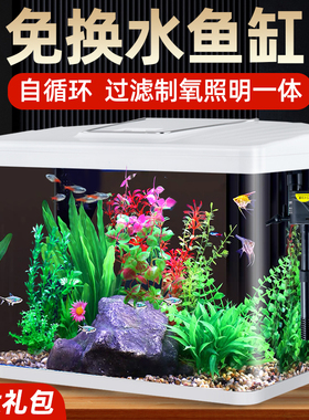亚峰鱼缸客厅2026新款小鱼缸小型玻璃生态金鱼桌面家用懒人水族箱