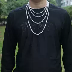 Hip-Hop Necklace Trendy Brand European and American High-Quality Color-Preserving Aaa 5mm Zircon Necklace Tennisballnecklace