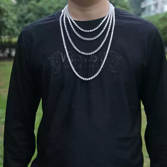 Hip-Hop Necklace Trendy Brand European and American High-Quality Color-Preserving Aaa 5mm Zircon Necklace Tennisballnecklace