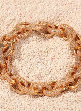 欧美风镶锆石街舞配饰手链