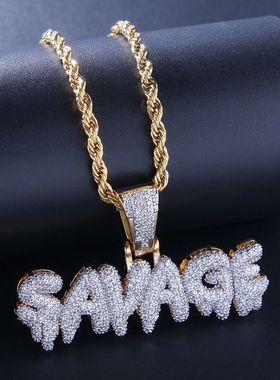 wish嘻哈savage项链锆石热卖个性