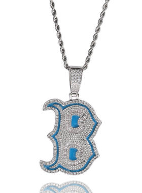 铜锆石情侣夜光项链字母B