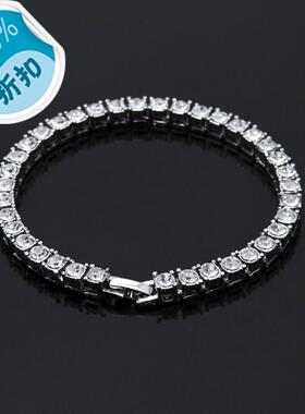 时尚嘻哈水钻手链HipHop 嘻哈1排手链 男士手链hippop金手链