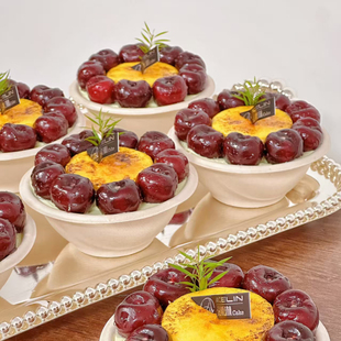 一次性纸碗车厘子布蕾蛋糕打包碗450ml大口径纸碗网红甜品打包盒