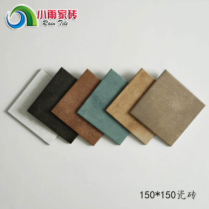 北欧哑光小白砖150*150彩色格子小方砖厨房浴室商铺餐厅蓝墙地砖