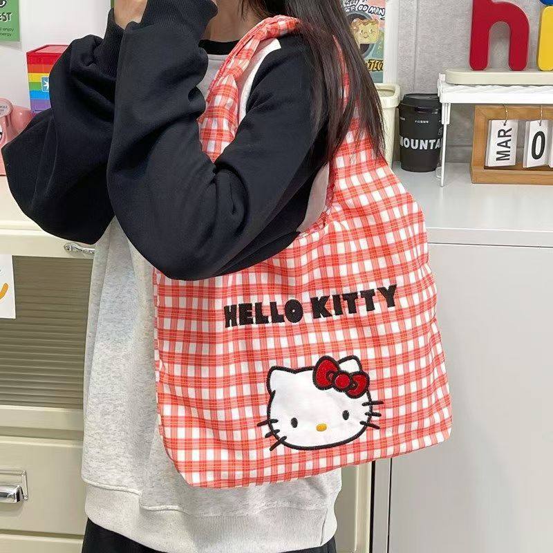 新款可爱风kitty帆布包手提单肩斜挎包夏季通勤大容量新款挎包