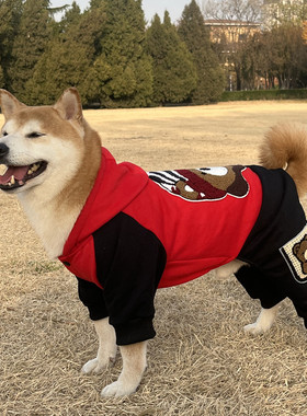 新款中大型犬秋冬狗衣服四脚保暖加绒金毛萨摩拉布拉多柴犬卫衣春