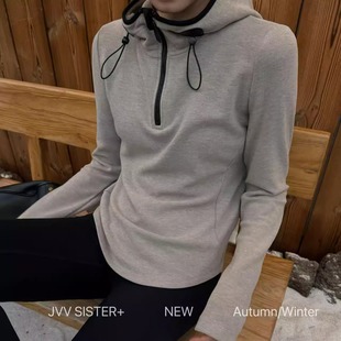 休闲帽衫 JVV 修身 卫衣女冬季 上衣 SISTER韩系简约连帽恒温套头长袖