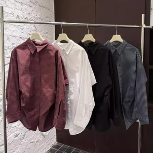 百搭休闲舒适松弛上衣女 中性复古格子衬衫 秋冬JVV SISTER男友时尚