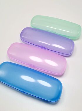 老花眼镜盒男女便携简约防压抗摔超轻PC镜盒近视镜盒半透明盒